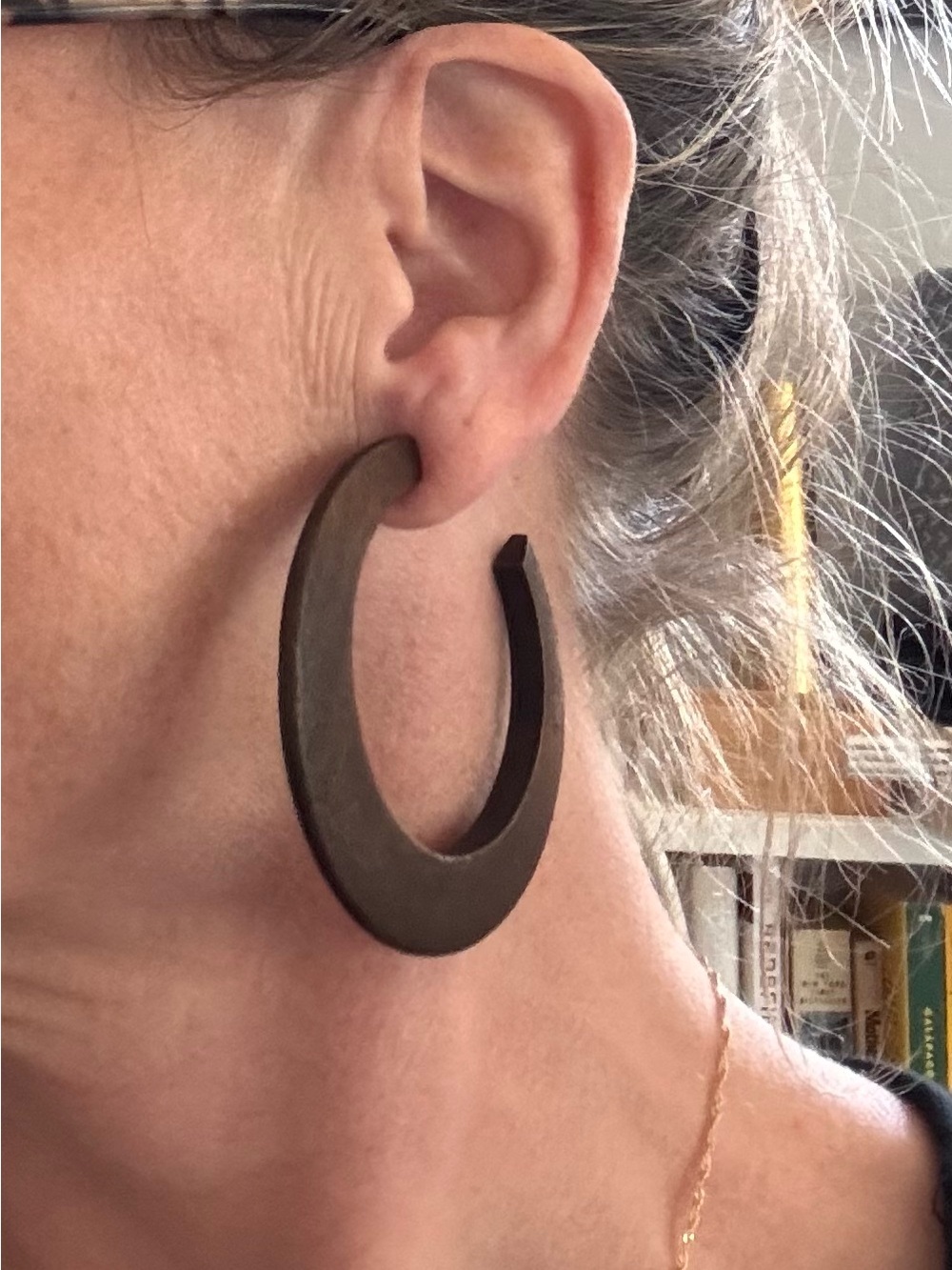 Minimalist Brown Wooden Hoop Earrings - Women Jewelry